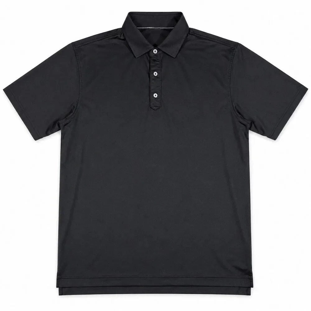 FootJoy FJ Mens Large Golf Polo Shirt Solid Black Short Sleeve Performance